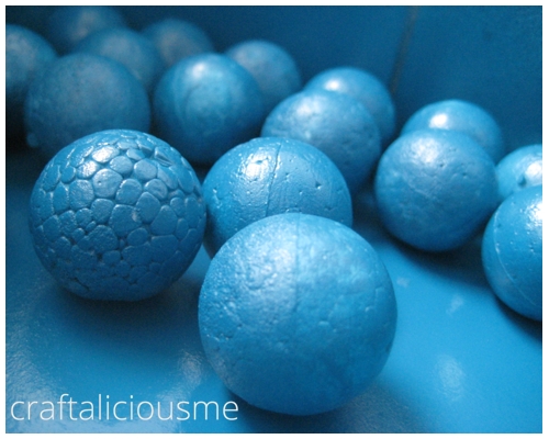 sparkling blue styrofoam balls