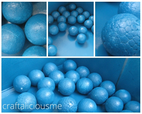 sparkling blue styrofoam balls
