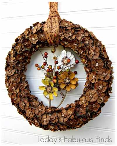 advent wreath pinecone