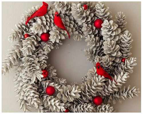 advent wreath white pinecones