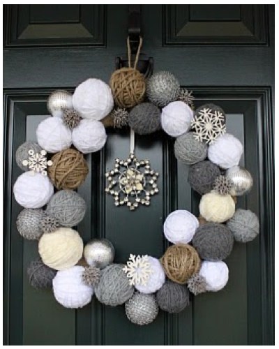 snowball wreath grey white