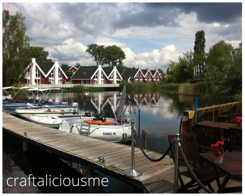 lake with cabins