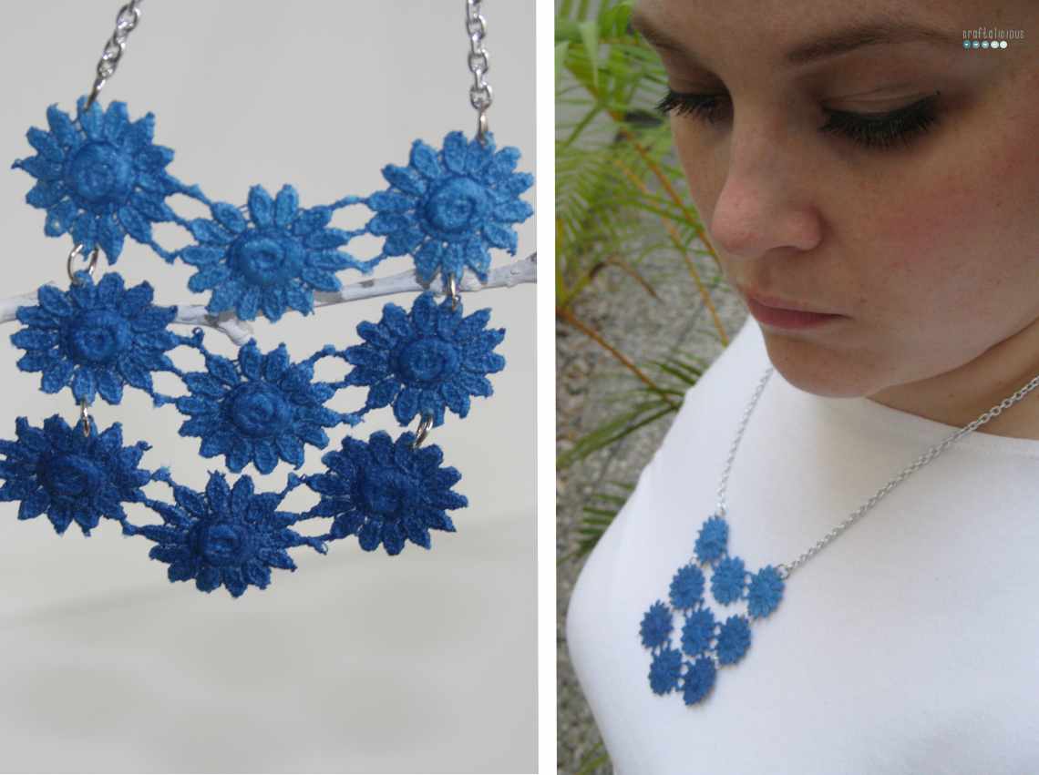 dip deyed lace necklace