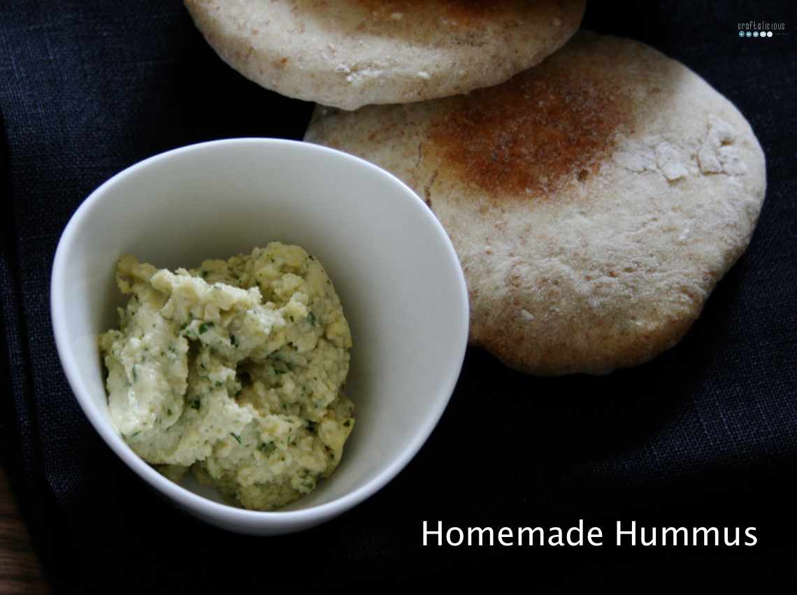 homemade hummus with pita bread