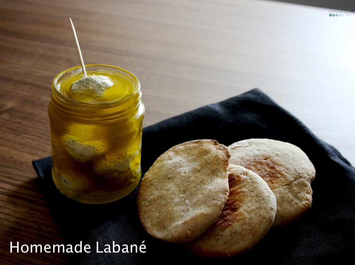 homemade labané with pita bread