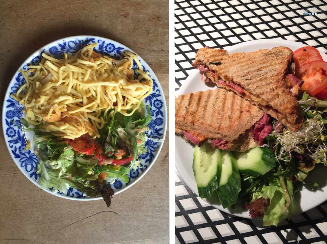 Lunchtime favorites käsespätzle and reuben sandwich