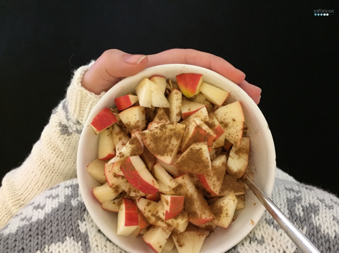 apple cinnamon oats and reindeer sweater