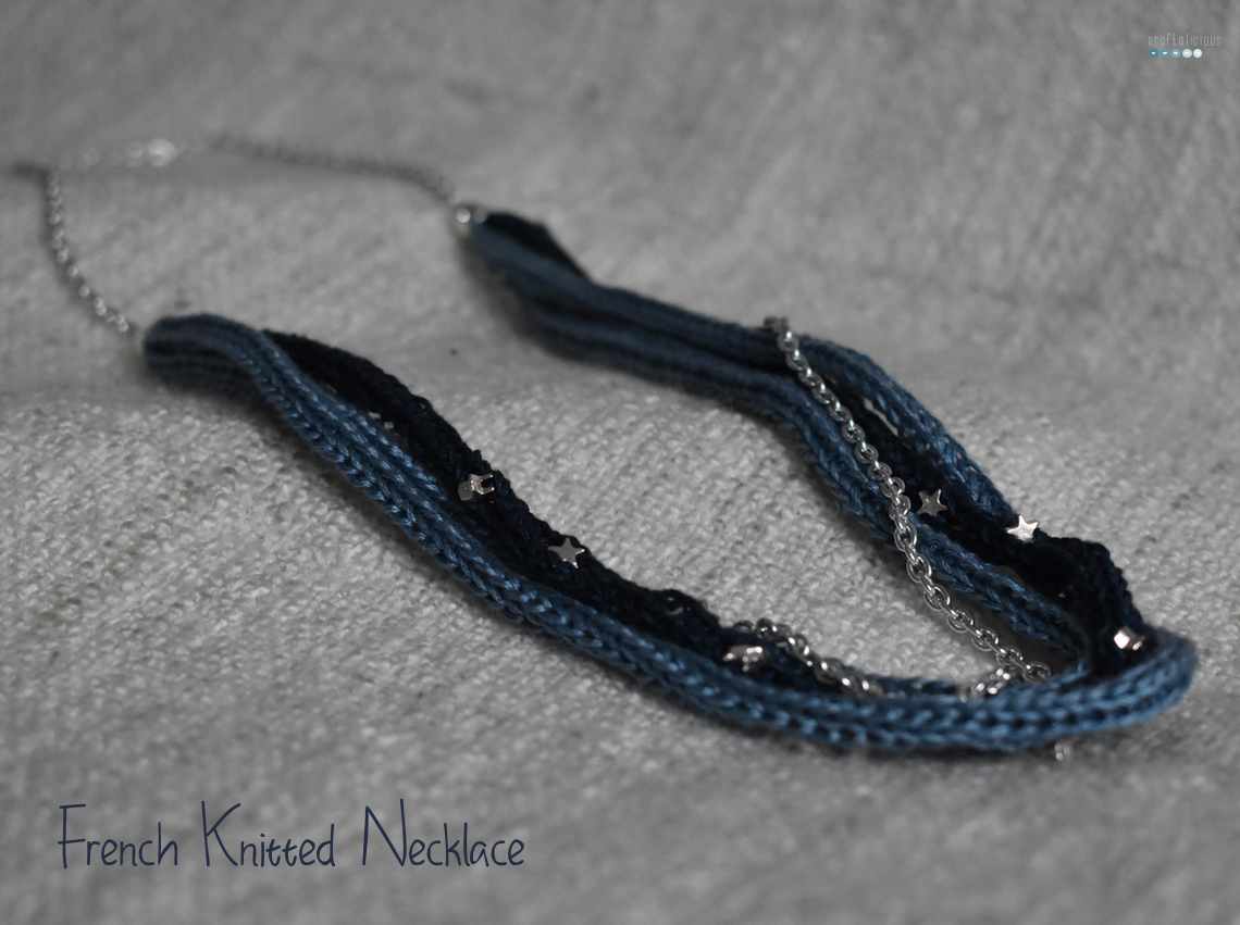 french knitted necklace with stars