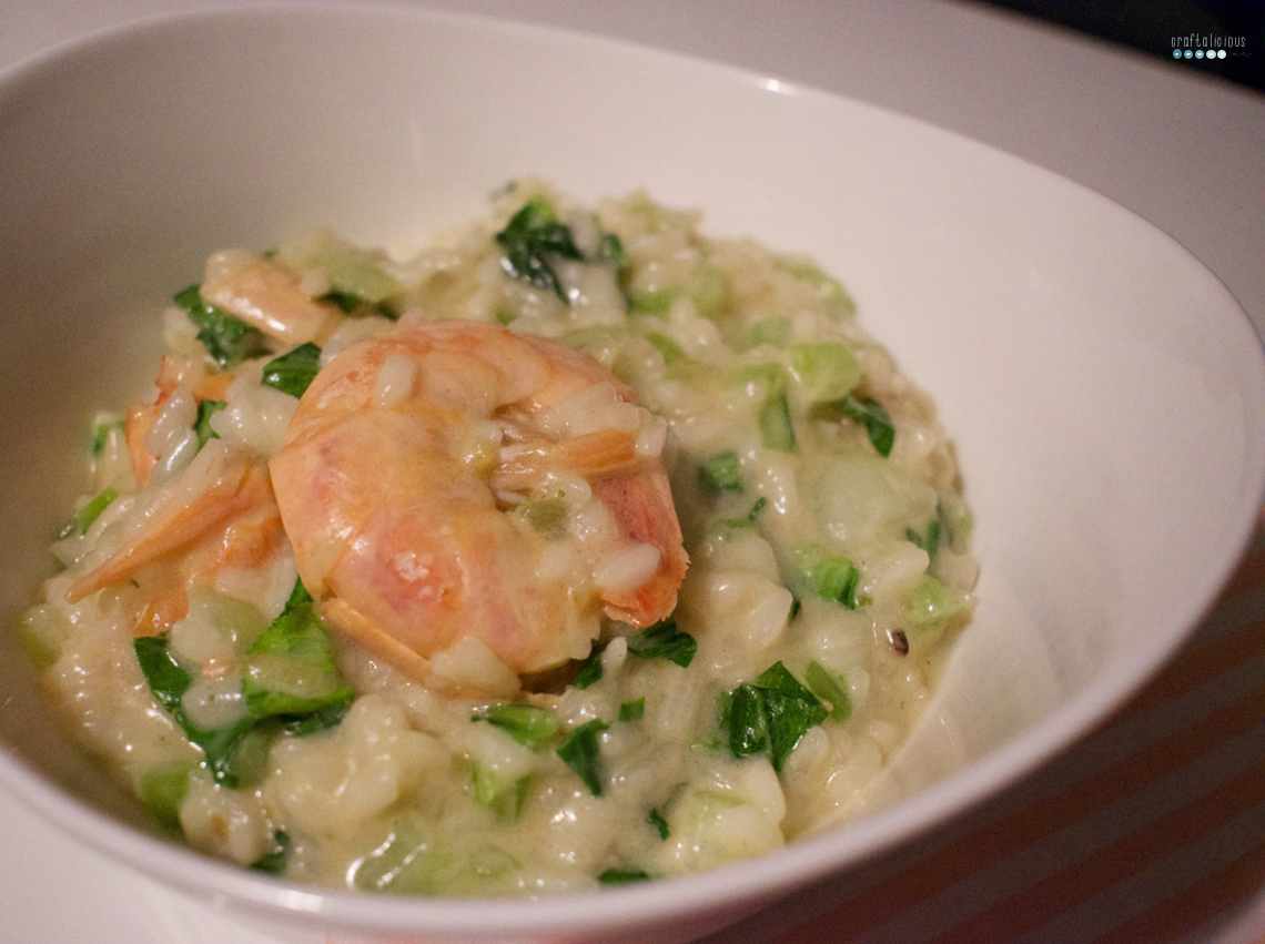 Coconut Risotto with Shrimp and Pak Choi