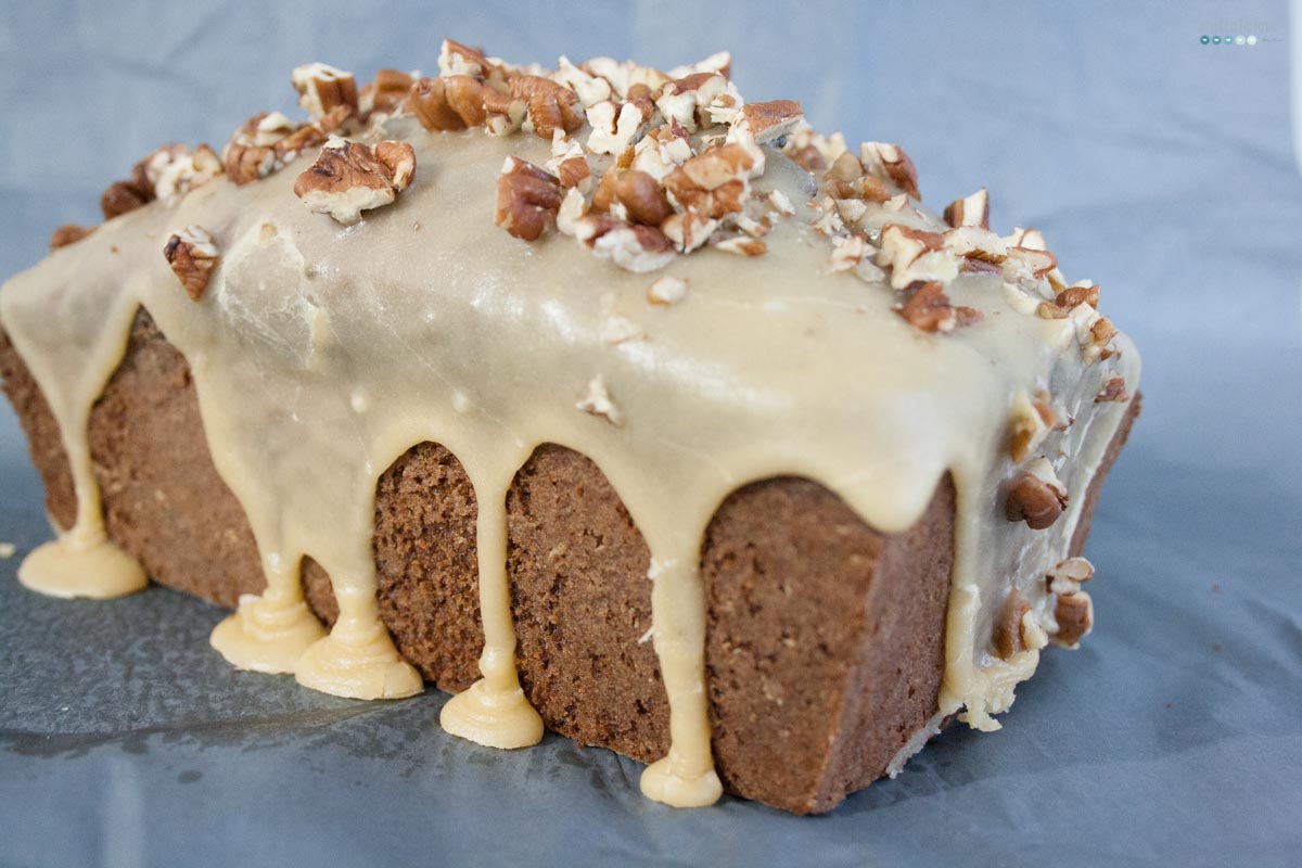 Apple Yogurt Cake with butter maple glaze