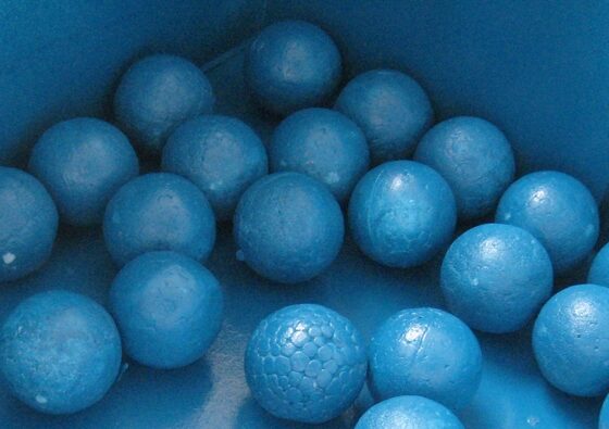 sparkling blue styrofoam balls