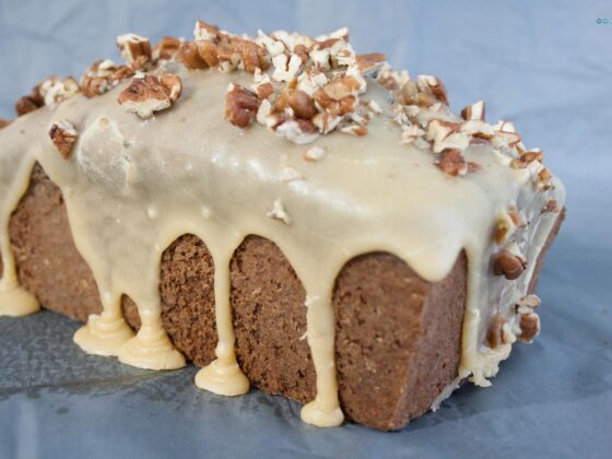 Apple Yogurt Cake with butter maple glaze