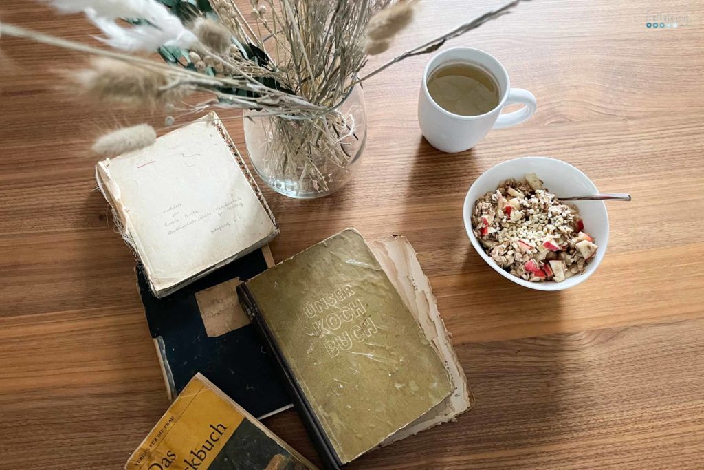 breakfast spread with recipe books by my grandma EVERY DAY LIFE ON A RANDOM DAY