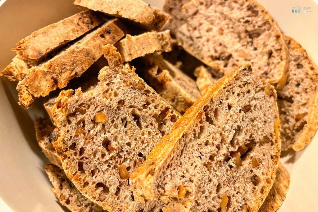 Birthday present for mom slices of walnut bread