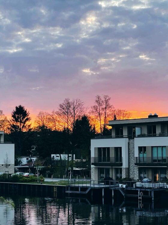 vacation at home sunset view over the lake
