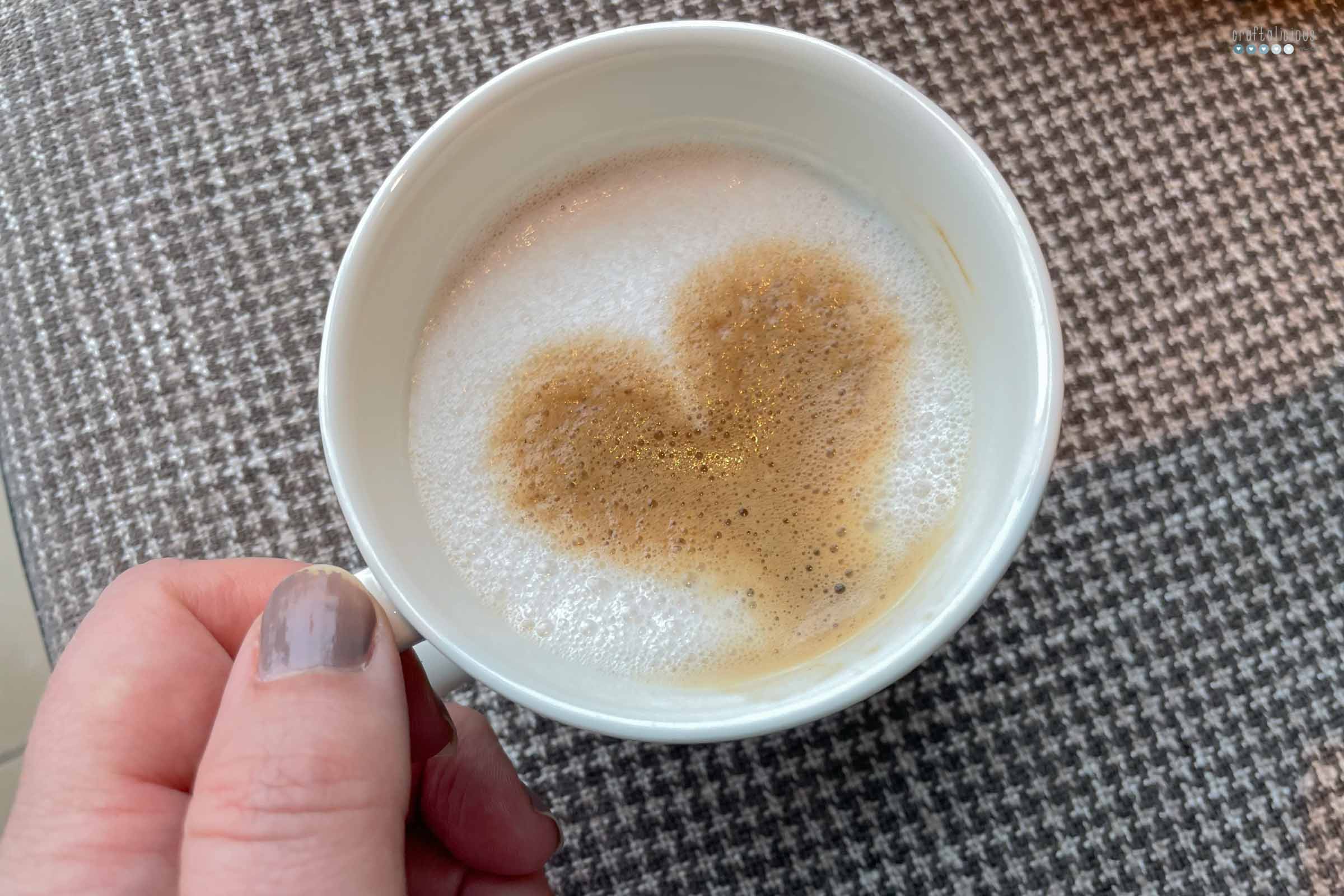 Things I am Thankful for cup of coffee with milk foam and a heart