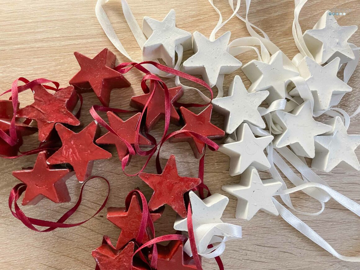 sorting christmas handmade plaster ornament collection
