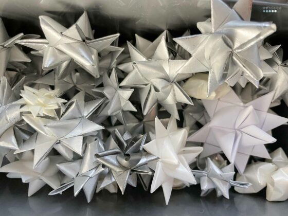 sorting christmas handmade star ornament collection
