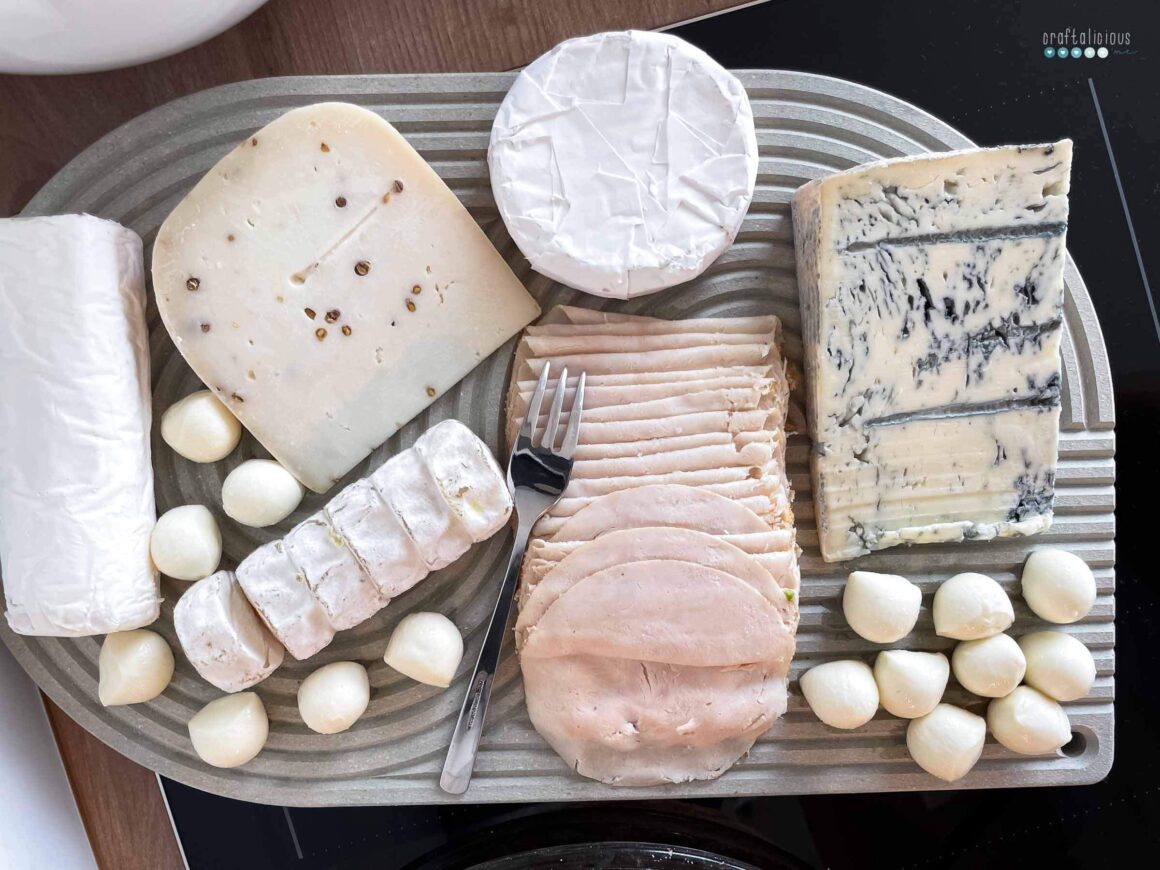 white summer party cheese platter