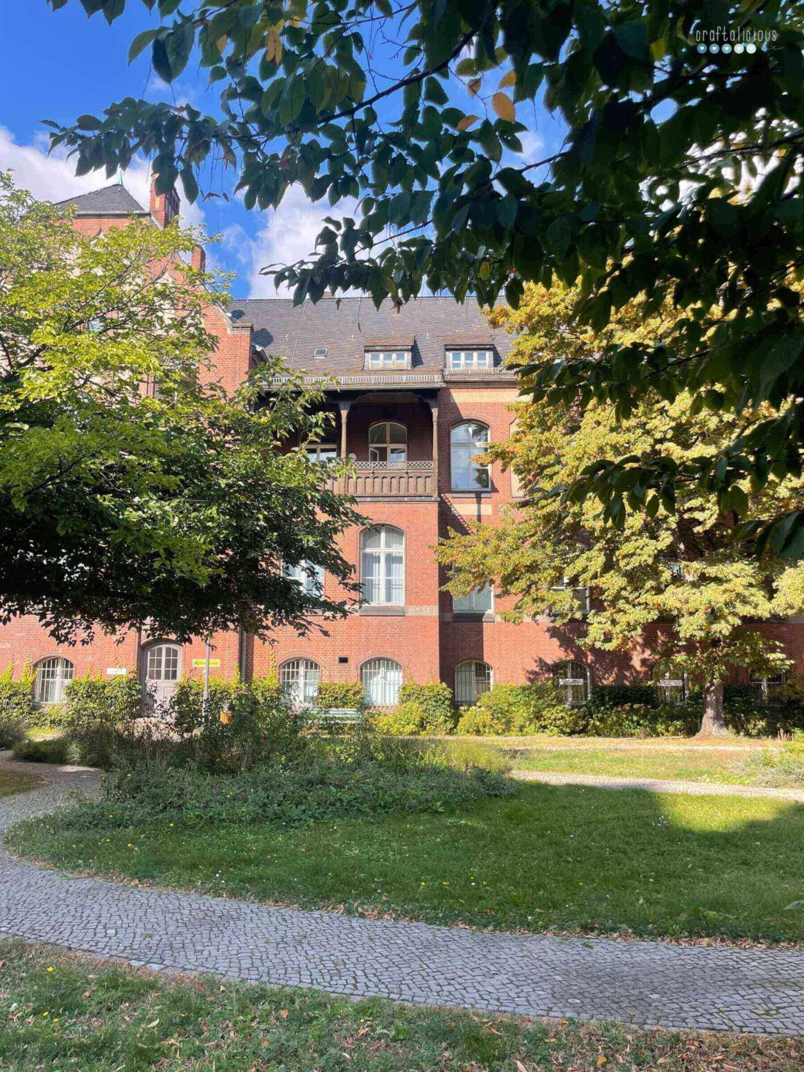 Berlin Charite Campus area with red brick building